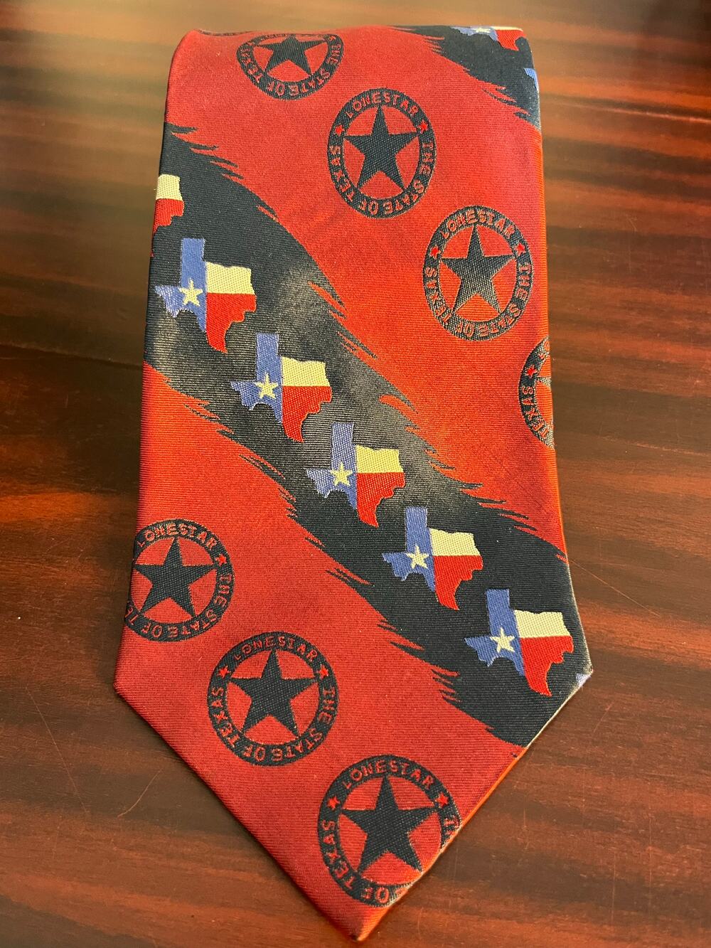 Eagles Wings Silk Necktie Texas Lone Star State Red White Blue Western Rodeo